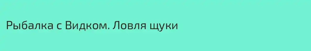 Рыбалка с Видком. Ловля щуки